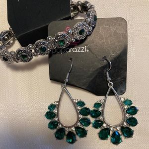 Emerald Earrings and Bracelet set NWT